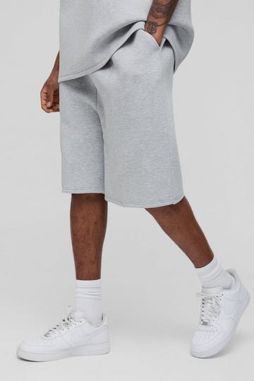 Tall Oversized Dropped Crotch Scuba Shorts grey marl