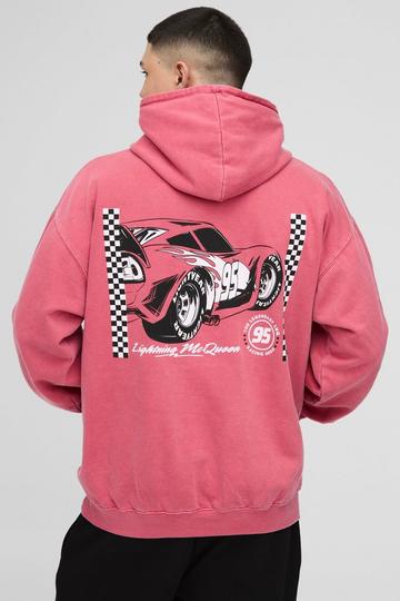 Oversized Pixar Cars License Print Hoodie red