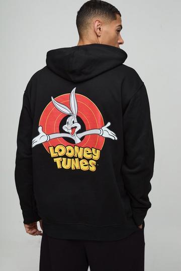 Oversized Looney Tunes License Print Hoodie black
