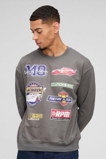 Pixar Cars Varsity License Print Sweatshirt charcoal