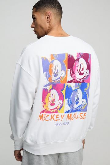 Oversized Mickey Mouse License Print Sweatshirt white