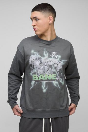 Charcoal Grey Regular Fit Bane License Print Sweatshirt