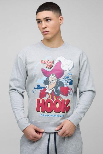 Grey Oversized Captain Hook License Print Sweatshirt