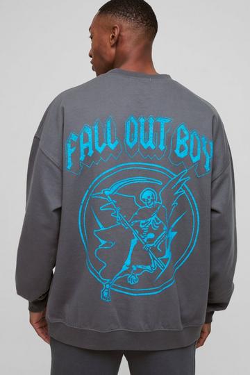 Charcoal Grey Oversized Fall Out Boy License Print Sweatshirt