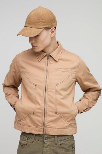 Regular Fit Twill Cut & Sew Jacket sand