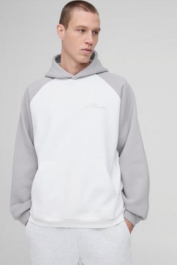 Oversized Raglan MAN Signature Hoodie grey