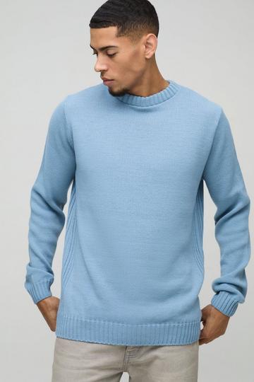 Regular Fit Trui Met Geribbelde Panelen En Crewneck light blue