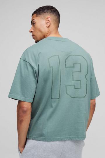 Oversized Geborduurd Versleten Boxy 13 T-Shirt green