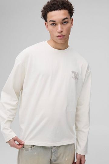 Oversized Boxy Varsity Heavyweight Long Sleeve T-Shirt ecru