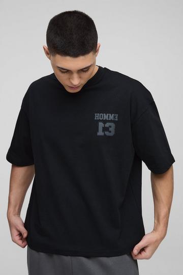 Oversized Boxy Heavyweight Varsity T-Shirt black