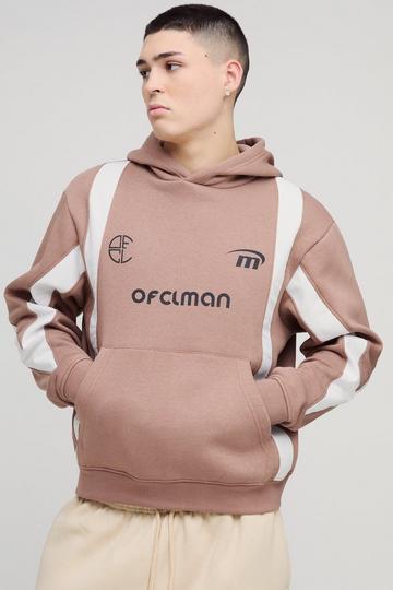 Boxy Moto Hoodie Met Contrasterend Paneel chocolate