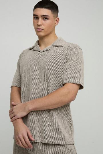 Geribbelde Jacquard Polo Met Revers Kraag taupe