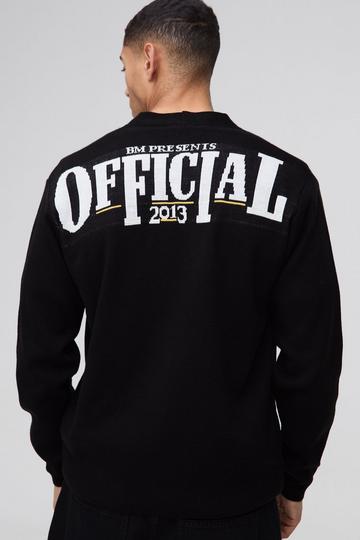 Regular Fit Official Graphic Knitted Cardigan black