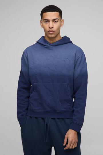 Boxy Spray Wash Graphic Hoodie navy