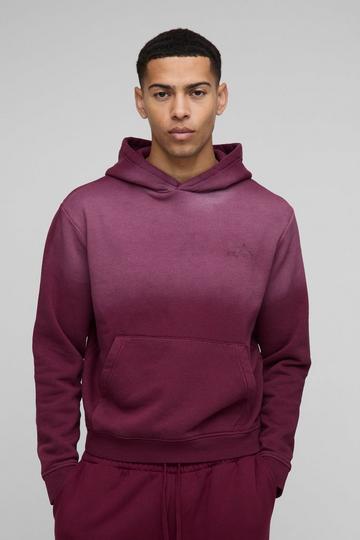 Boxy Spray Wash Graphic Hoodie burgundy