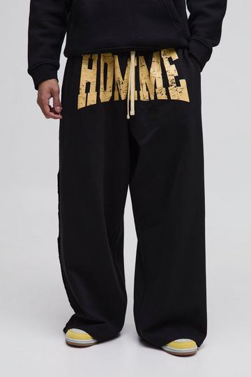 Extreme Wide Leg Homme Raw Seams Loopback Jogger navy