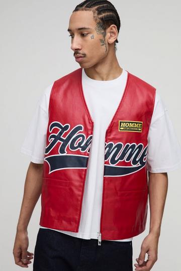 Homme PU Vest Jacket red