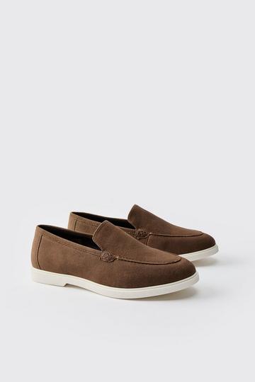 Faux Suede Loafer dark brown