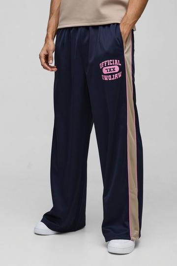 Extreme Wide Leg Graphic Tricot Joggers navy