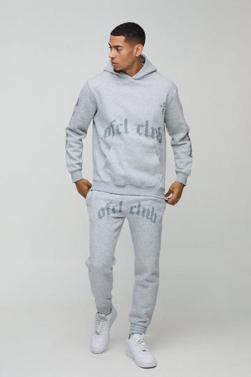 Ofcl Club Trainingspak Met Capuchon En Print grey marl