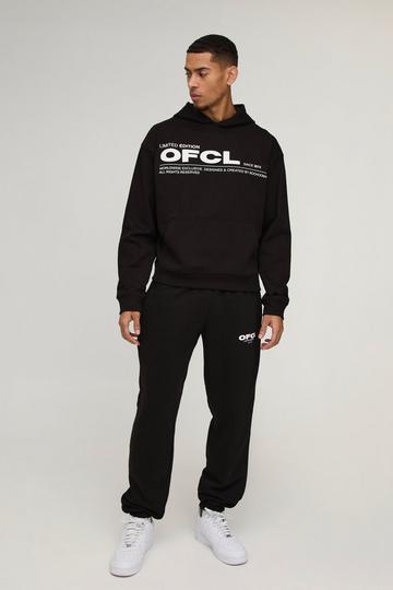 Oversized Boxy Offical Highbuild Print Hooded Tracksuit black