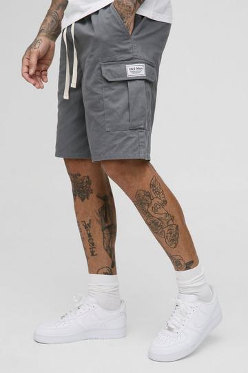 Tall Relaxed Fit Woven Tab Cargo Shorts charcoal