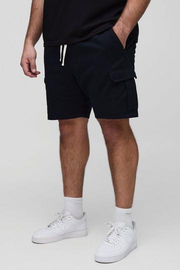 Plus Slim Fit Cargo Shorts black