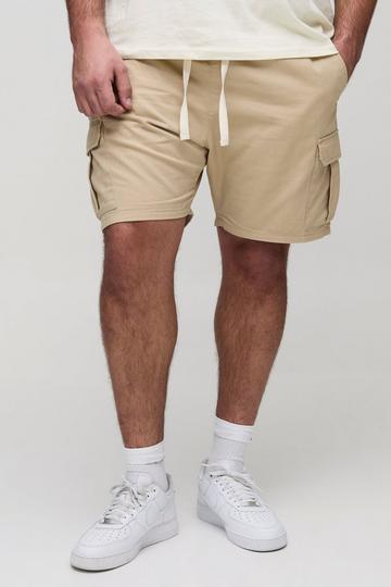 Plus Slim Fit Cargo Shorts stone