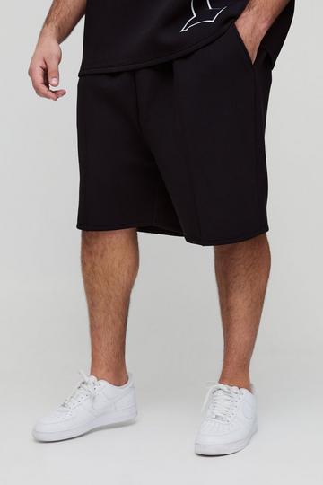 Black Plus Oversized Dropped Crotch Scuba Shorts