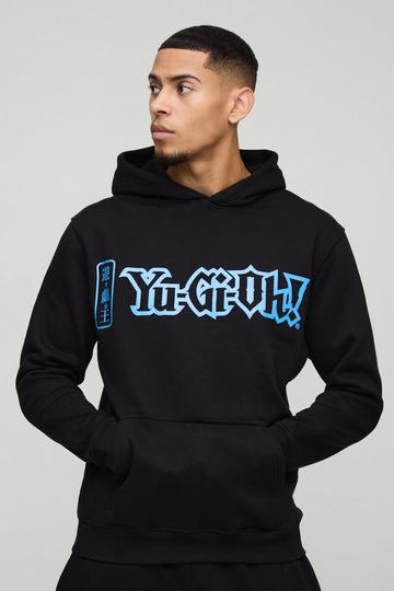 Oversized Yu-Gi-Oh Blue Eyes Dragon License Print Hoodie black