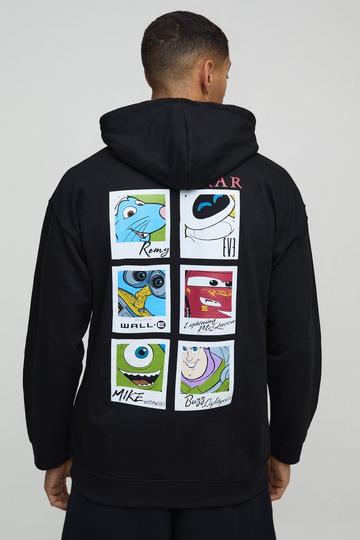 Oversized Disney Pixar Multi Character License Print Hoodie black