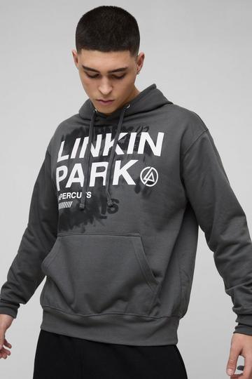 Charcoal Grey Oversized Linkin Park License Print Hoodie