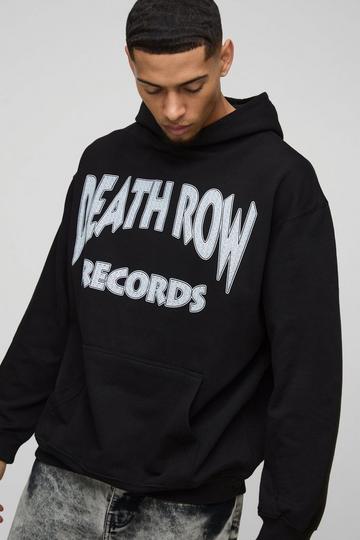 Oversized Death Row License Print Hoodie black