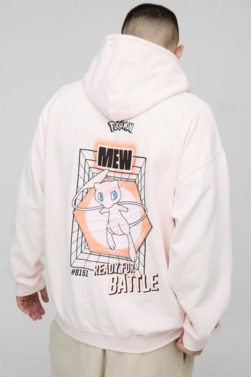 Oversized Pokemon Mew License Wash Print Hoodie pink