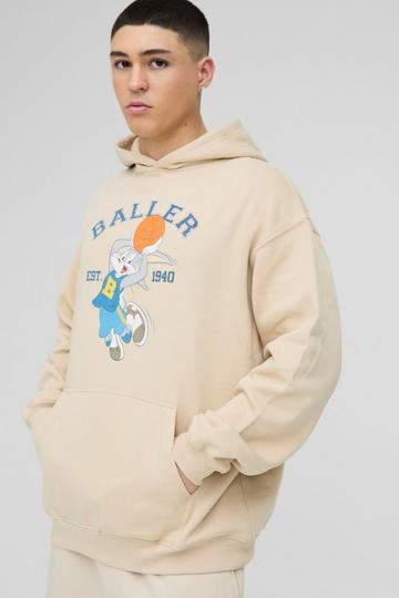 Oversized Gelicenseerde Bugs Bunny Varsity Hoodie sand