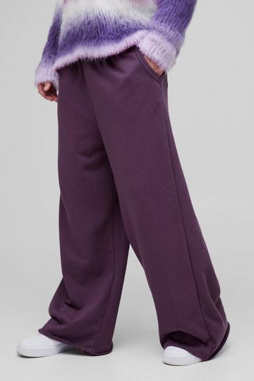 Purple Extreme Wide Leg Raw Edge Loopback Jogger