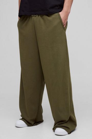 Extreme Wide Leg Raw Edge Loopback Jogger khaki