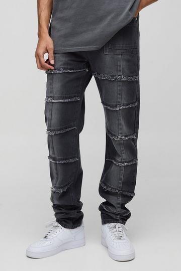Onbewerkte Versleten Slim Fit Jeans Met Naaddetail mid grey