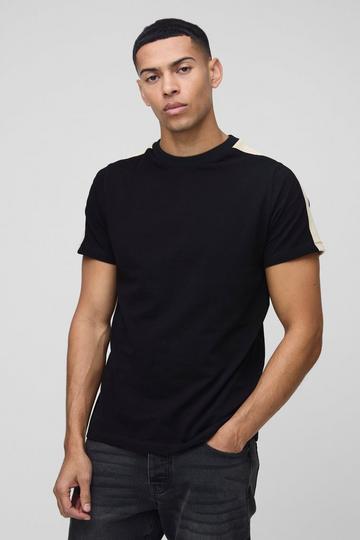 Pique Slim Fit Color Block T-Shirt Met Logo black