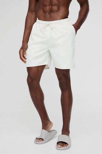 Mid Length Swim Short in Ecru ecru