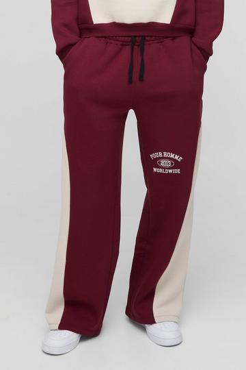 Oversized Colour Block Pour Homme Jogger burgundy