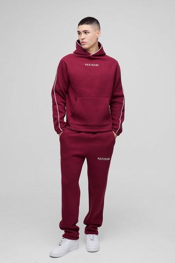 Burgundy Red Official Piping Hooded Tracksuit