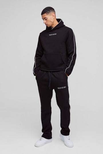 Black Official Piping Hooded Tracksuit