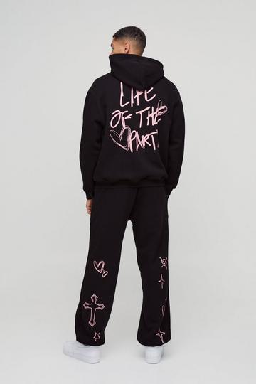 Oversized Life Of The Party Slogan Tracksuit black