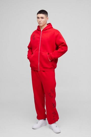 Oversized Life Of The Party Slogan Tracksuit red