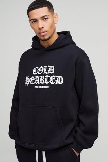 Oversized Cold Hearted Hoodie Met Reliëf black