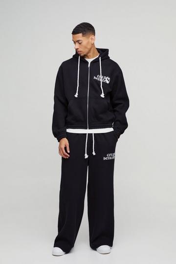 Oversized Boxy Hartjes Trainingspak Met Capuchon, Gedraaid Touwtjes En Trainingspak black