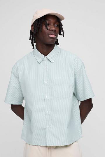 Oversized Boxy One Pocket Collared Shirt green