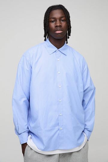 Super Oversized Long Sleeve Stripe Shirt light blue