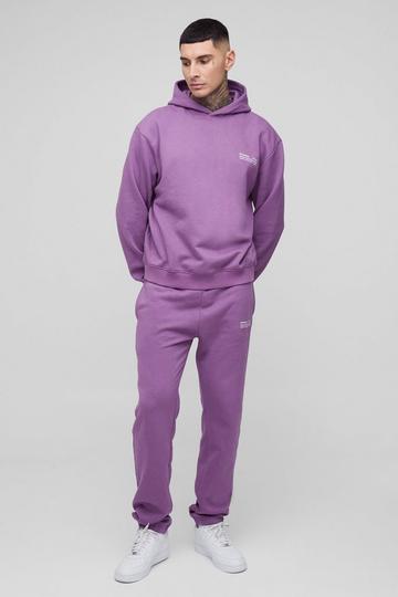 Tall Oversized Boxy Man Hooded Tracksuit purple